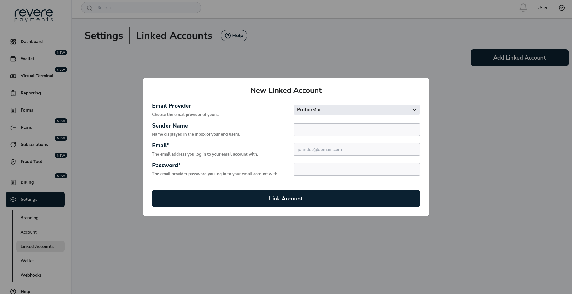 Protonmail Email Provider Linked Account